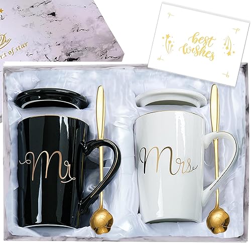 Juego de tazas de regalo de boda para recién casados Mr and Mrs Let's Have Coffee Together for the Rest of Our Lives Regalos de despedida de