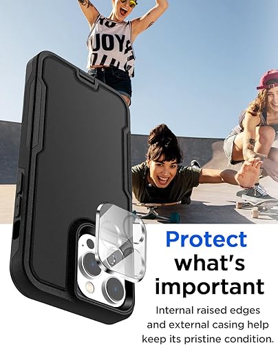 Miniatura 3 de AICase Funda para iPhone 15 Pro con protector de pantalla de vidrio + lente de cámara, resistente protección contra caídas, cuerpo completo,