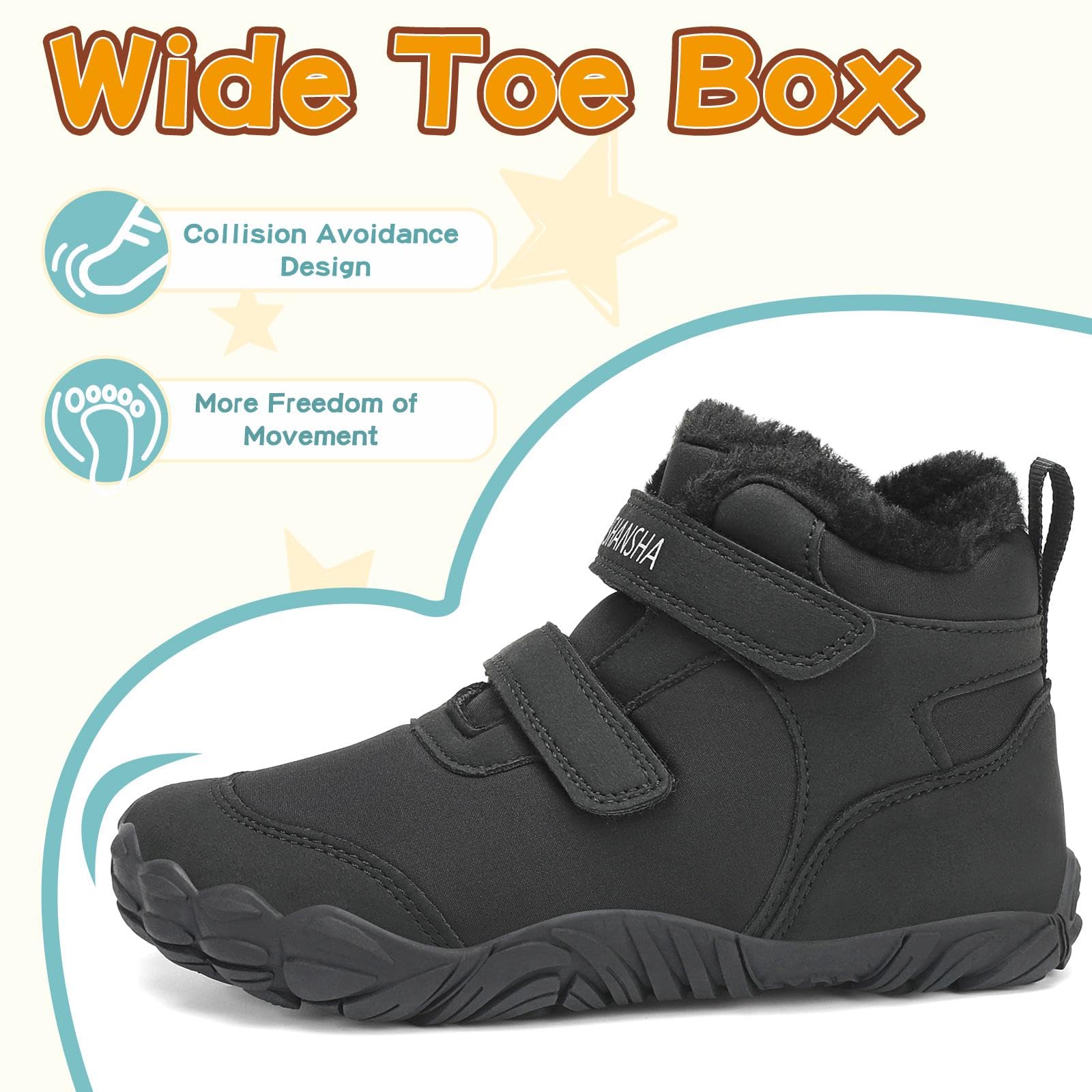 Mishansha Barfußschuhe Kinder Winterschuhe Warm Gefüttert für Mädchen Jungen