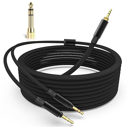 Reemplazo del segundo cable T5P de 9.8 pies para auriculares Beyerdynamic T1 2nd  T5P 2nd  T5P 3nd, doble macho de 0.138 in a 0.138 in con adaptador