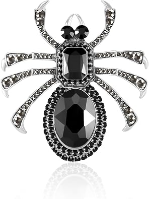YOQUCOL Spider Crystal Brooches Pins for Women Zirconia Rhinestone Gothic Spider Shape Animal Lapel Brooch
