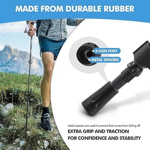 Miniatura 5 de KINGGEAR Walking Stick Tips - 6-Piece Set of Replacement Rubber Walking Stick Tips That fit Most Mountaineering and Hiking Walking Sticks and