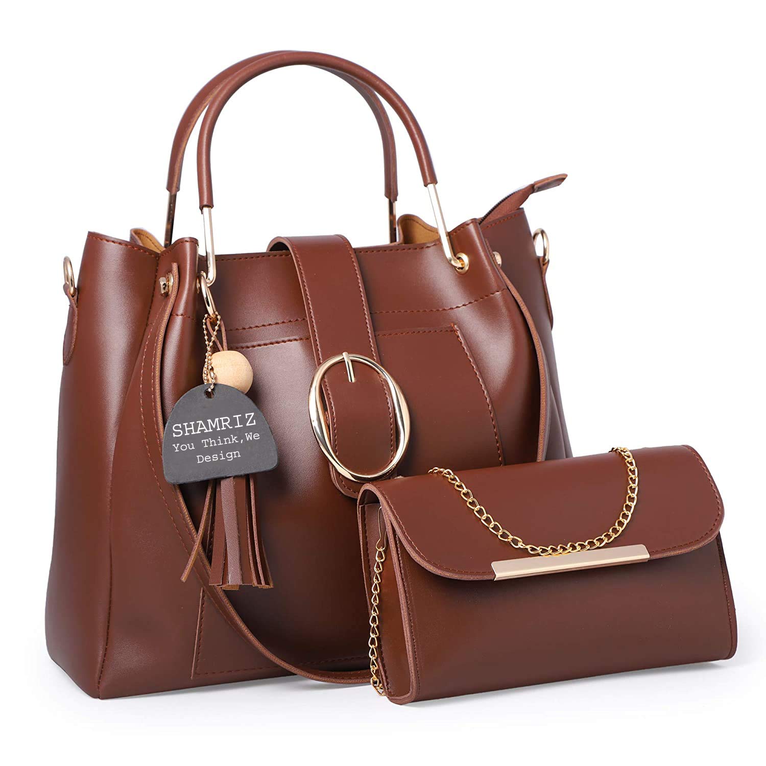SHAMRIZ? Womens & Girls PU Leather Combo Handbag with Sling Bag (Brown) (B08LW2VP73) Amazon Price History, Amazon Price Tracker