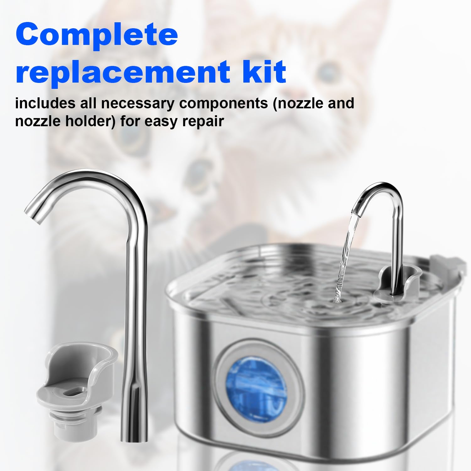 Beccuccio A T In Acciaio Inox Per Fontanella Gatti – Ricambio Per Erogatore Da 3,2 L, Design A Cascata Per Stimolare L’Idratazione