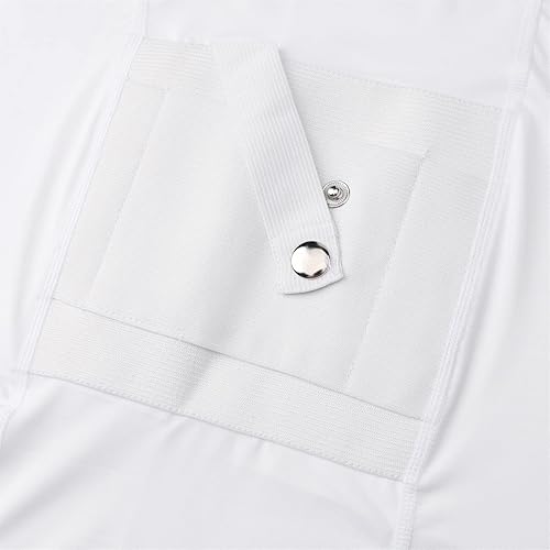 Miniatura 7 de LIBOSHENG Holster Camisa Hombres Oculto Llevar Compresión CCW Cuello Redondo Apretado Transpirable, Blanco