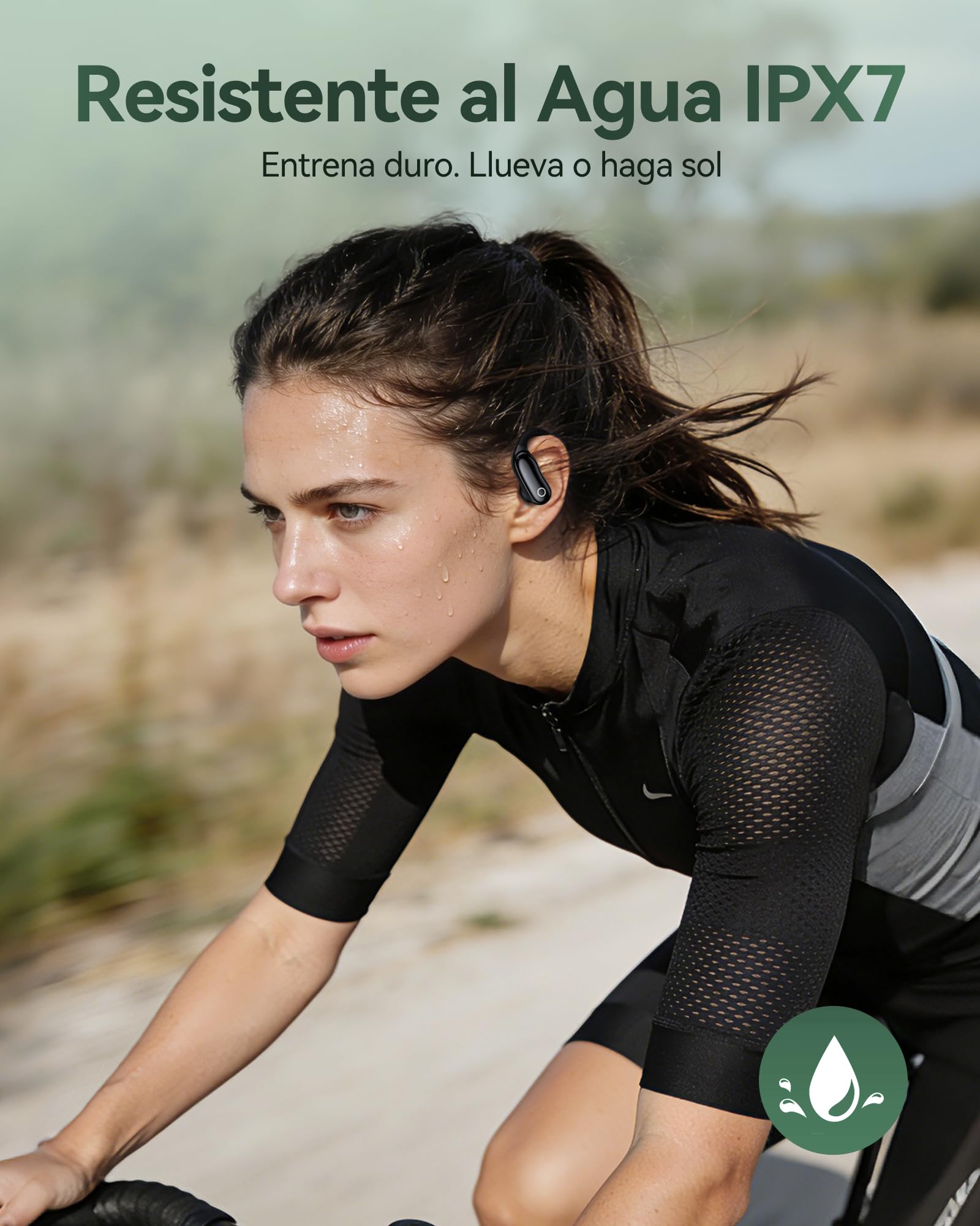 Auriculares Inalámbricos Deportivos Bluetooth con Gancho para Oreja, 96H Reproducción, ANC -30dB y ENC Mic, 16mm Bass Estéreo, IPX7 Impermeable, Pantalla LED – para Running y Entrenamiento
