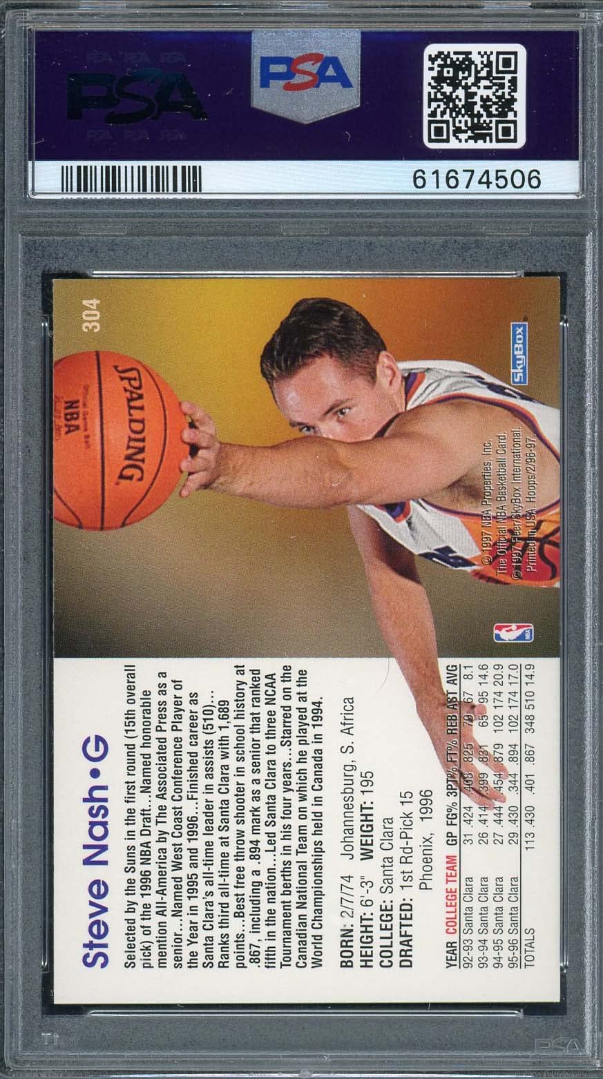 Amazon.com: Steve Nash 1996 Hoops Basketball Rookie Card RC #304