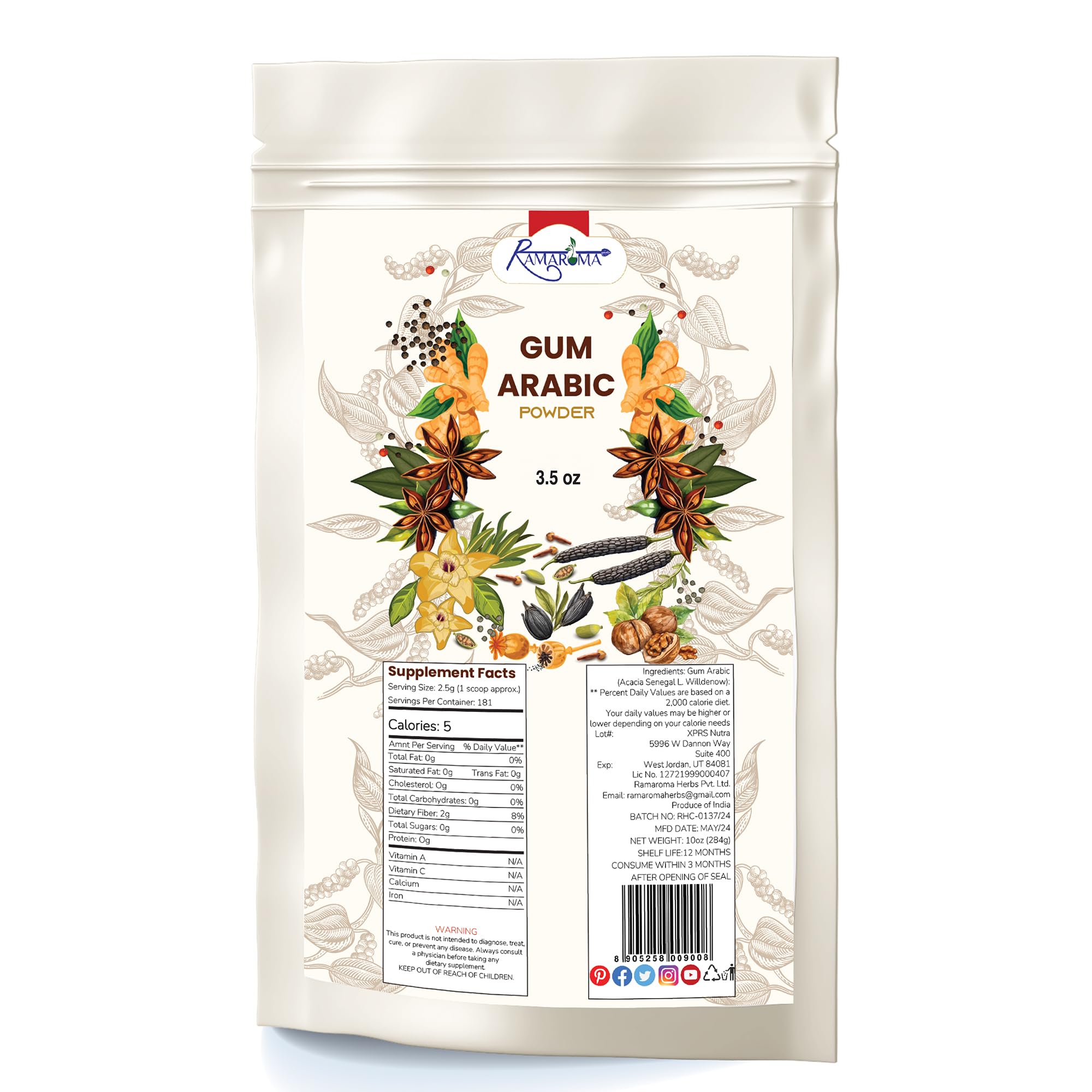 Organic Gond Babool Pure Acacia Gum - 3.5oz (100g)