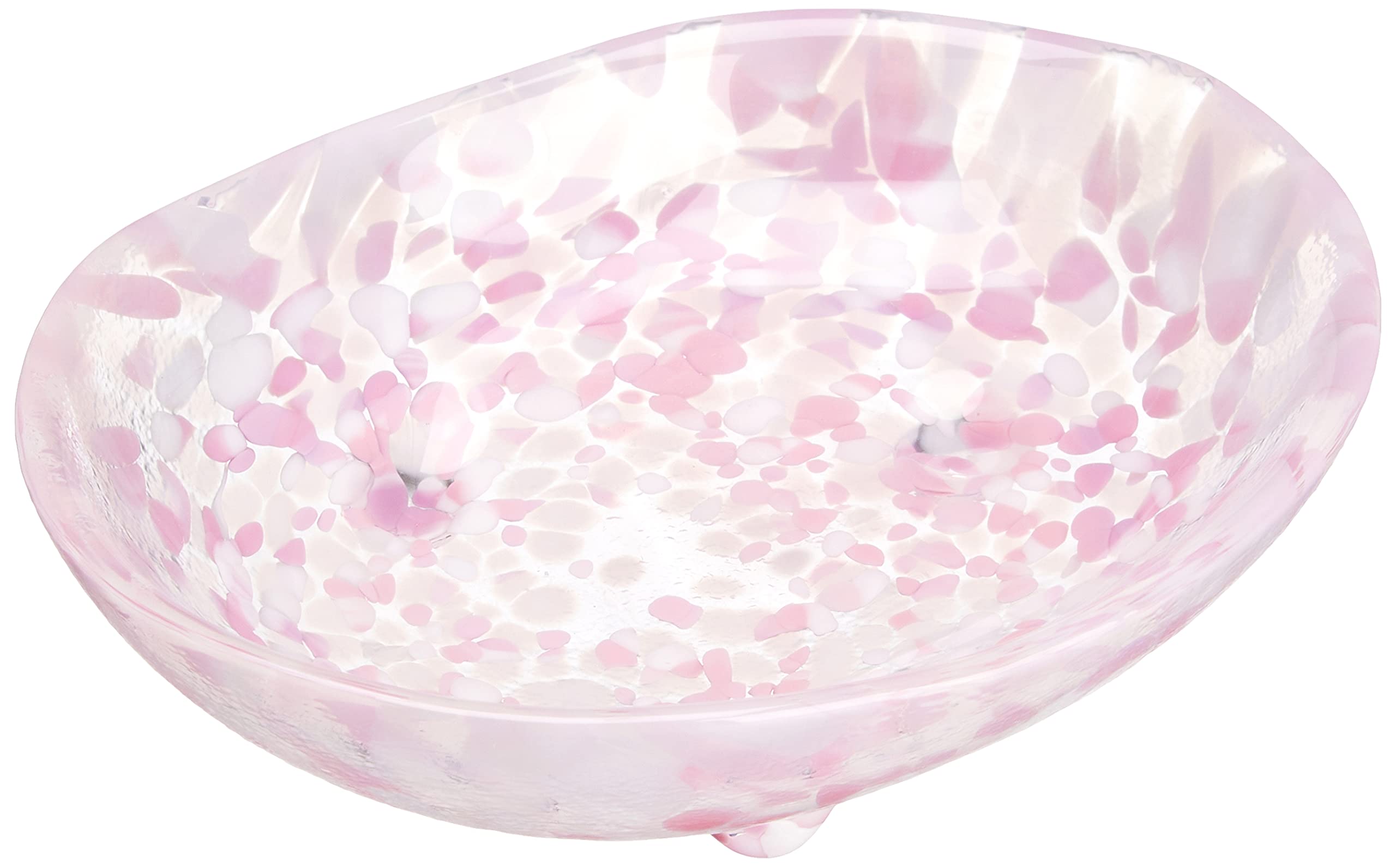 Aderia Tsugaru Vidro Sakura 3-Footed Bean Plate Glass 3.9in Japan