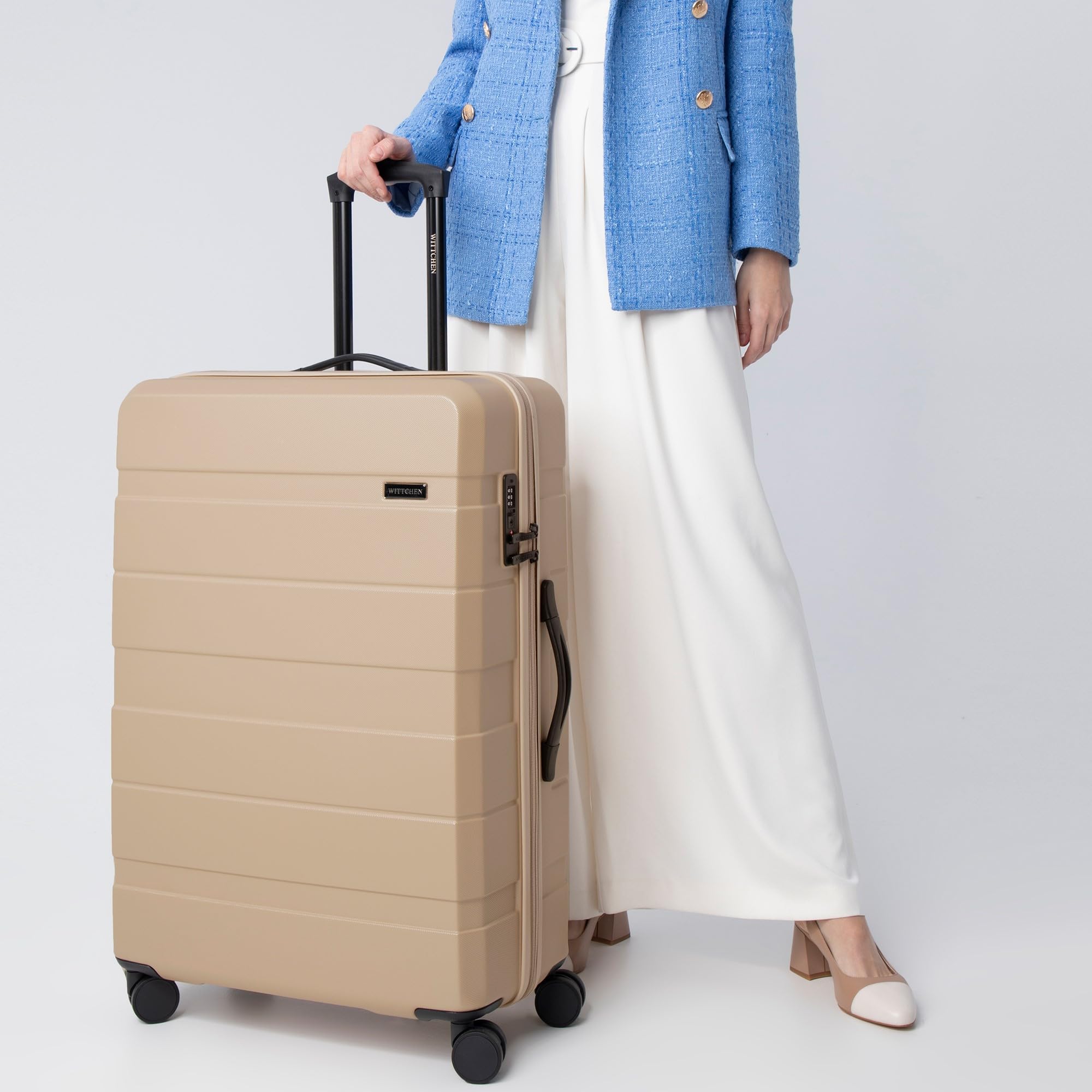 WITTCHEN Valise de Voyage Set de 3 valises Valise à roulettes Bagages à Main en ABS avec 4 roulettes pivotantes Serrure à Combinaison Poignée télescopique COMODO Line Beige