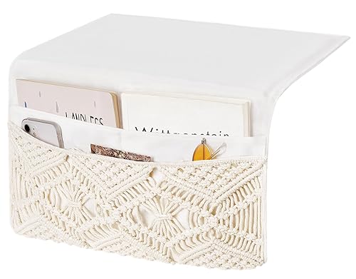 Mkono Macrame Bedside Caddy Storage Organizer Boho Remote Control Tablet