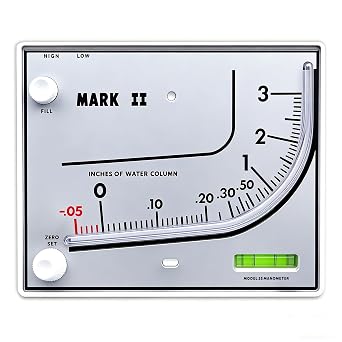 Mark II 25 Liquid Filled Manometer, 3 wc, 3% Accuracy for Pressure Testing | Ideal for furnace, duct, filter and gas pressure checks. Compatible with Dwyer