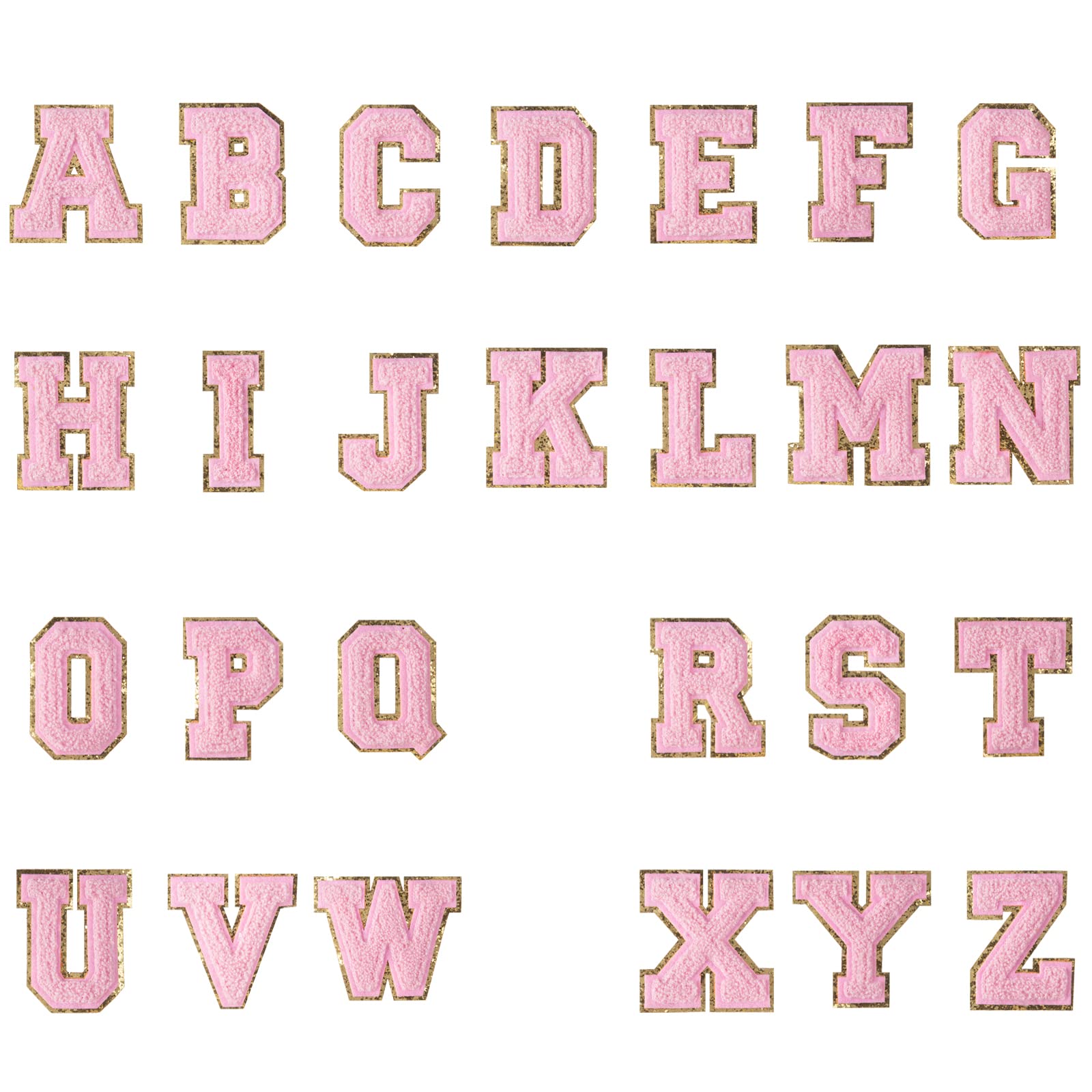 Chenille Iron On Letters Pink - 2.2 Inch Varsity Style Patches