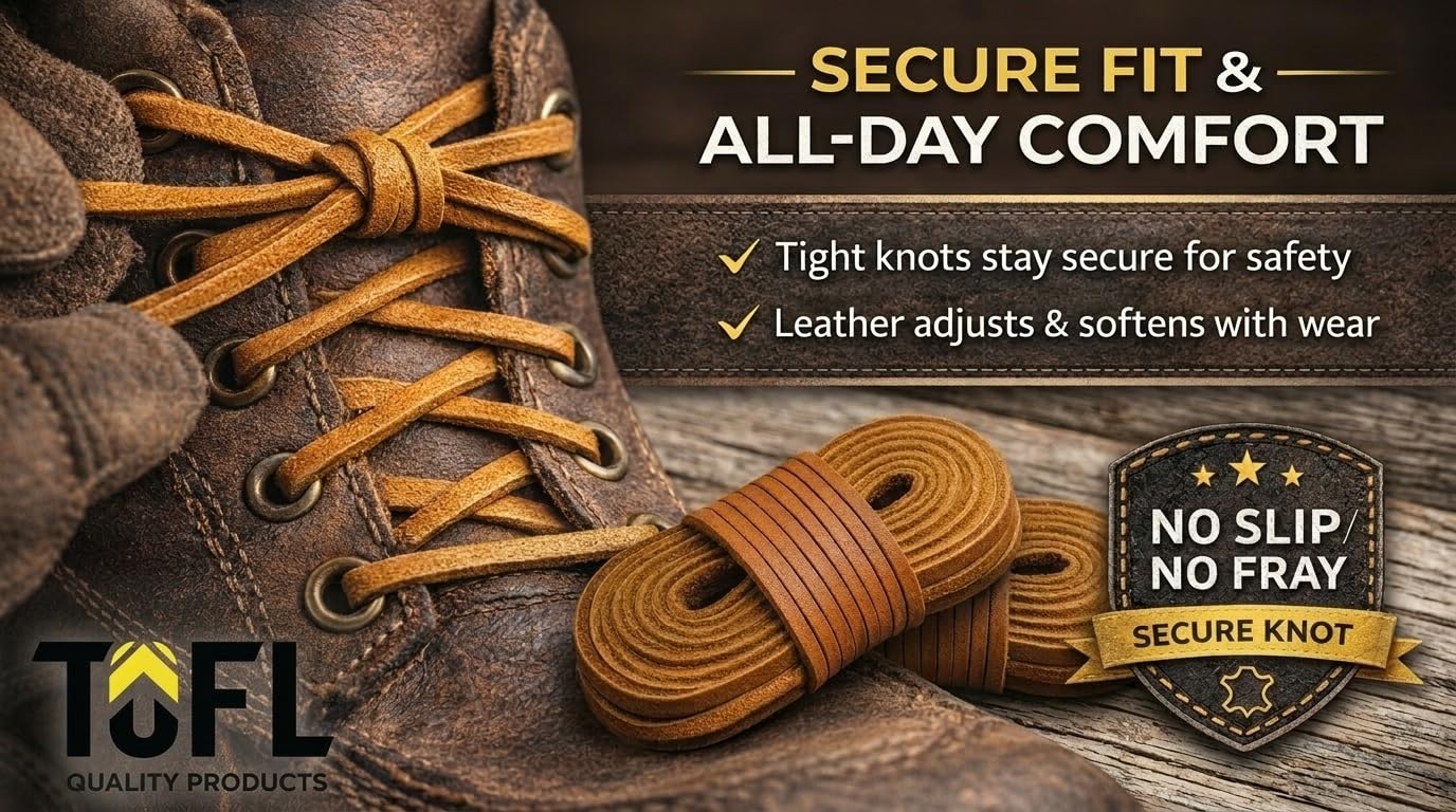 TOFL Logger Style Leather Boot Laces | 108 inch long | Comes in 1 or 3 Pairs