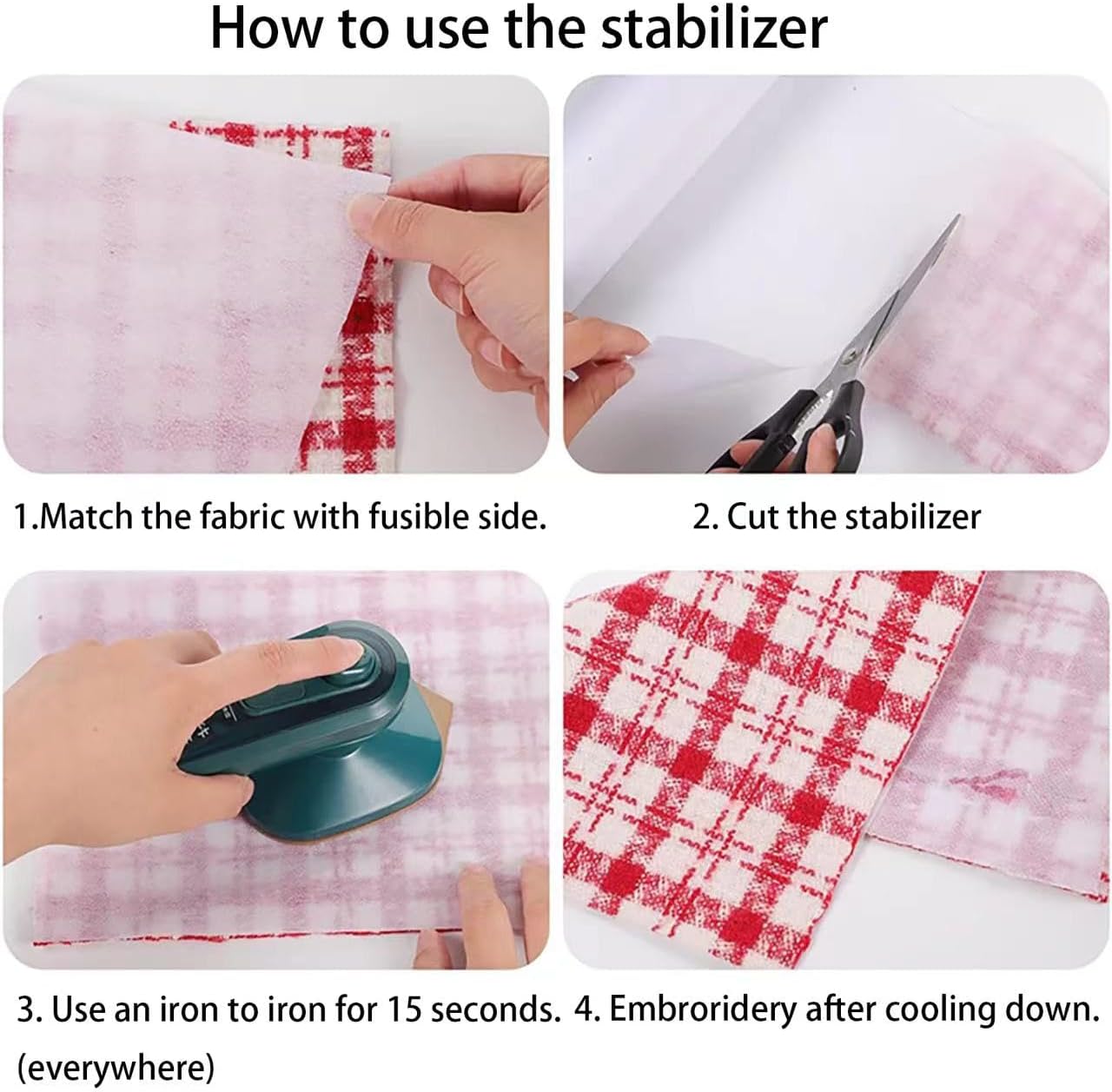 FEIDOL Fusible Iron on Tear Away Machine Embroidery Stabilizer Backing 12" x 25 Yd roll Medium Weight 1.8 oz Cut into Variable Sizes for Machine Embroidery and Hand Sewing