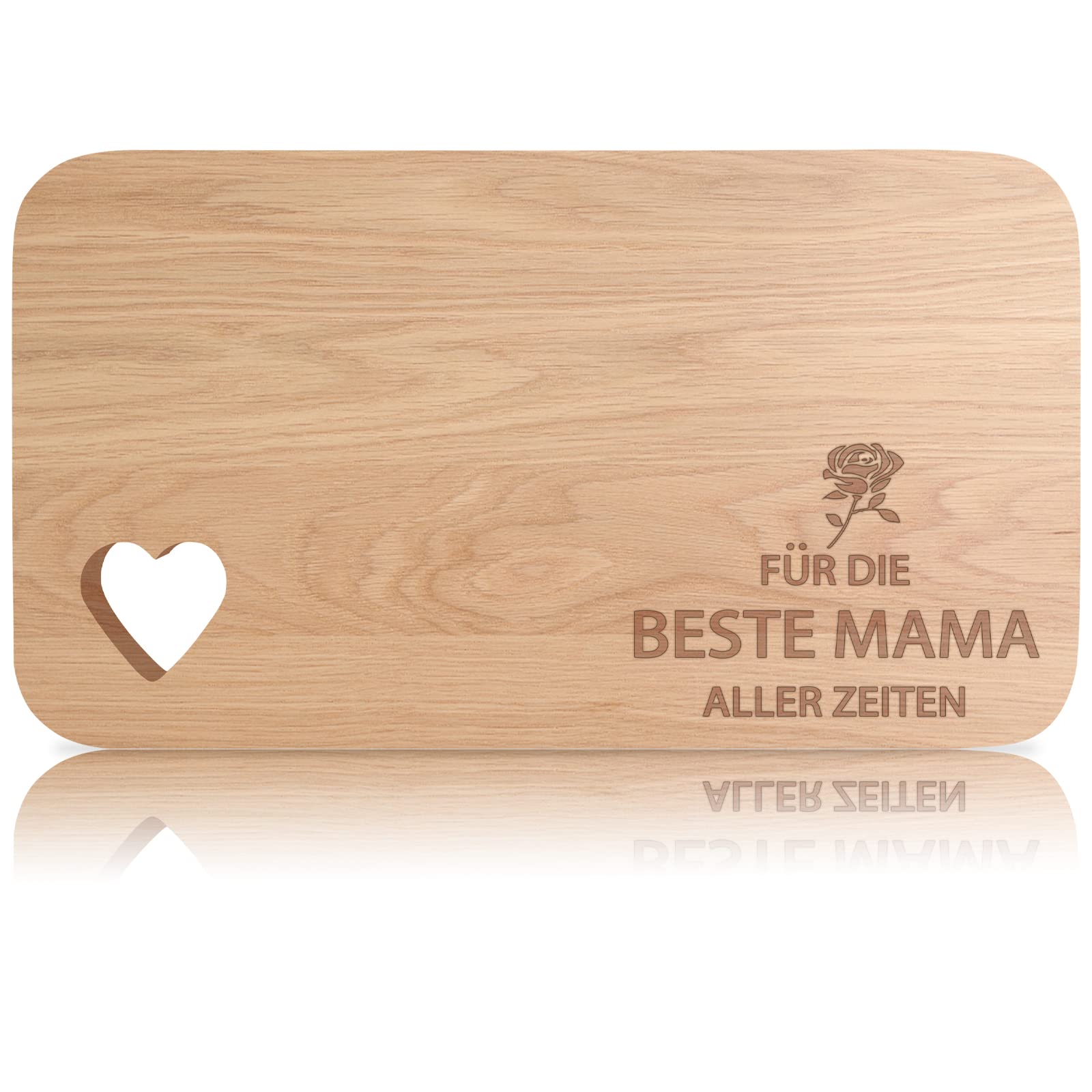 Frühstücksbrettchen aus Holz, Holzbrett mit Gravur, Frühstücksbrett mit Herz-Ausschnitt, Geschenk für Mama, Muttertagsgeschenk Personalisiert, Geschenke für Mütter