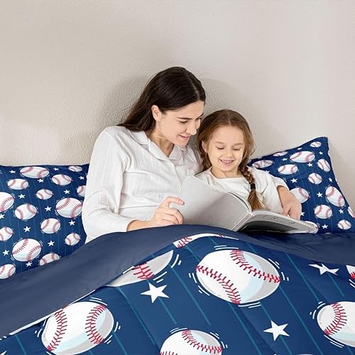 Miniatura 87 de Castle Fairy Juego de ropa de cama de béisbol, tamaño matrimonial, juego de edredón de 3 piezas para niños, niños, adolescentes, decoración