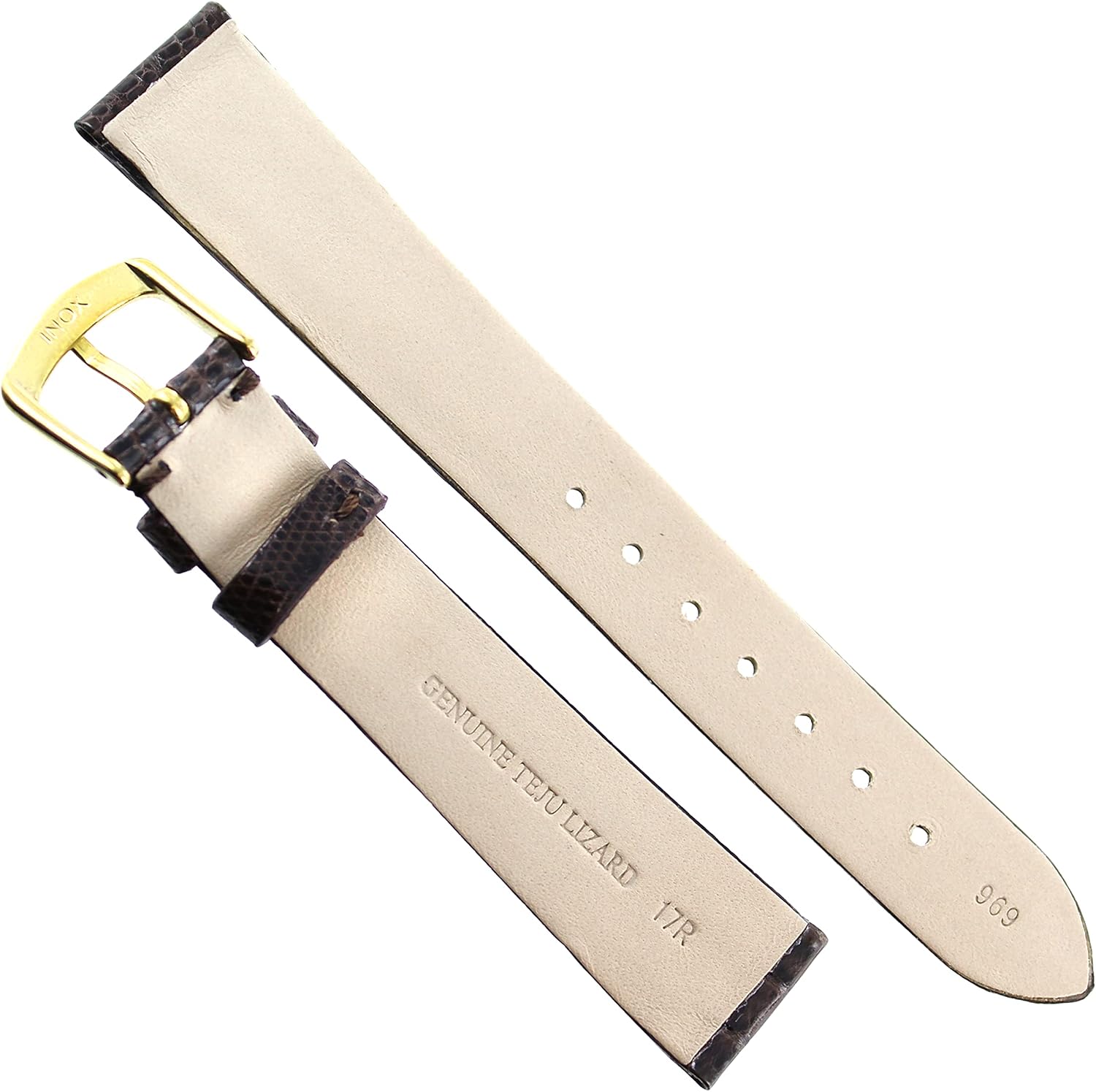 17mm Brown Genuine Teju Lizard Semi-Gloss Unstitched Watch Band 19690