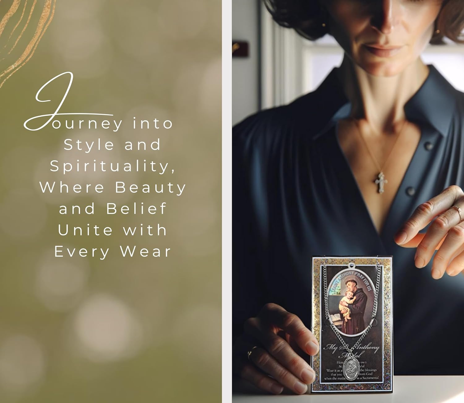 Saint Anthony Pendant - Pewter St Anthony Pendant with 24 Inch Chain, Lord's Prayer Card - St Anthony Necklace for Men and Women - St Anthony of Padua Patron Saint of Lost Things Theme Set, 2 Items - Image 3