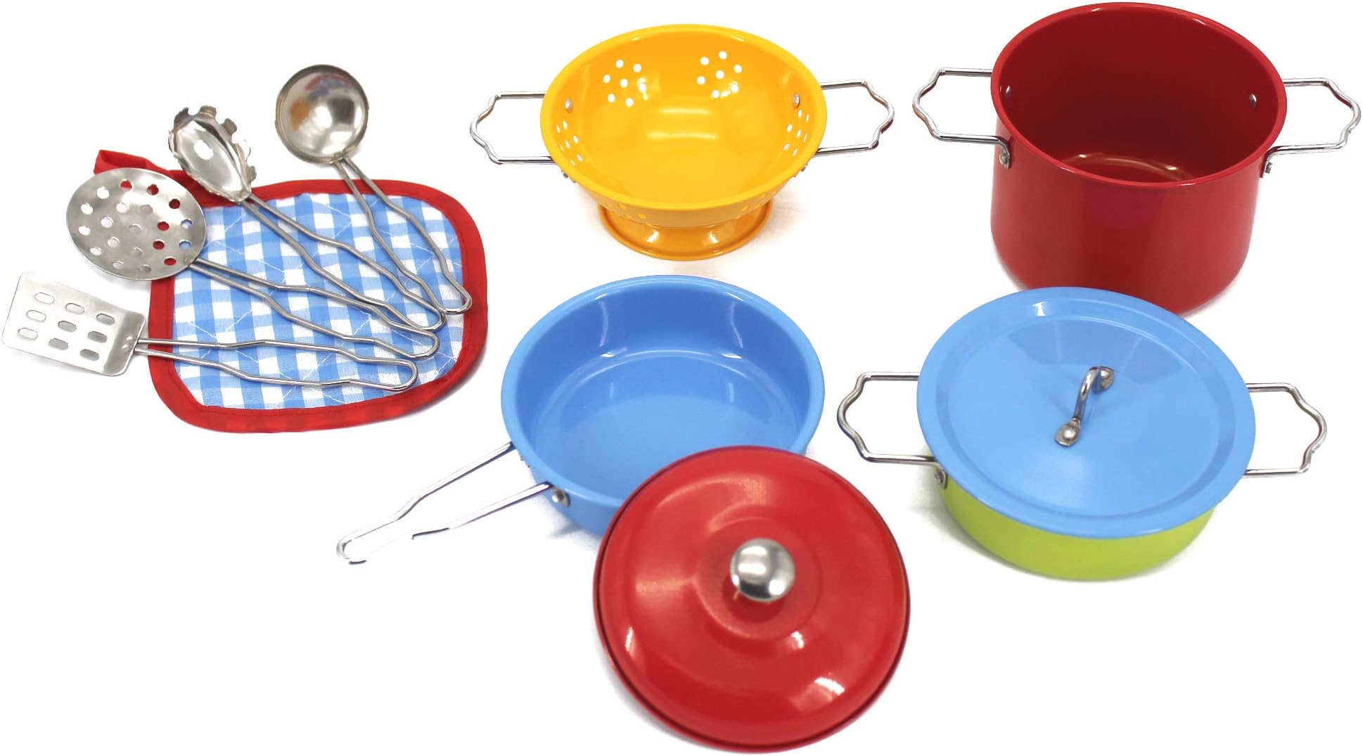 KIDAMI Kids Play Kitchen Toys Pots and Pans Stainless Steel Cookware Playset Pretend Cooking Utensils for Kids