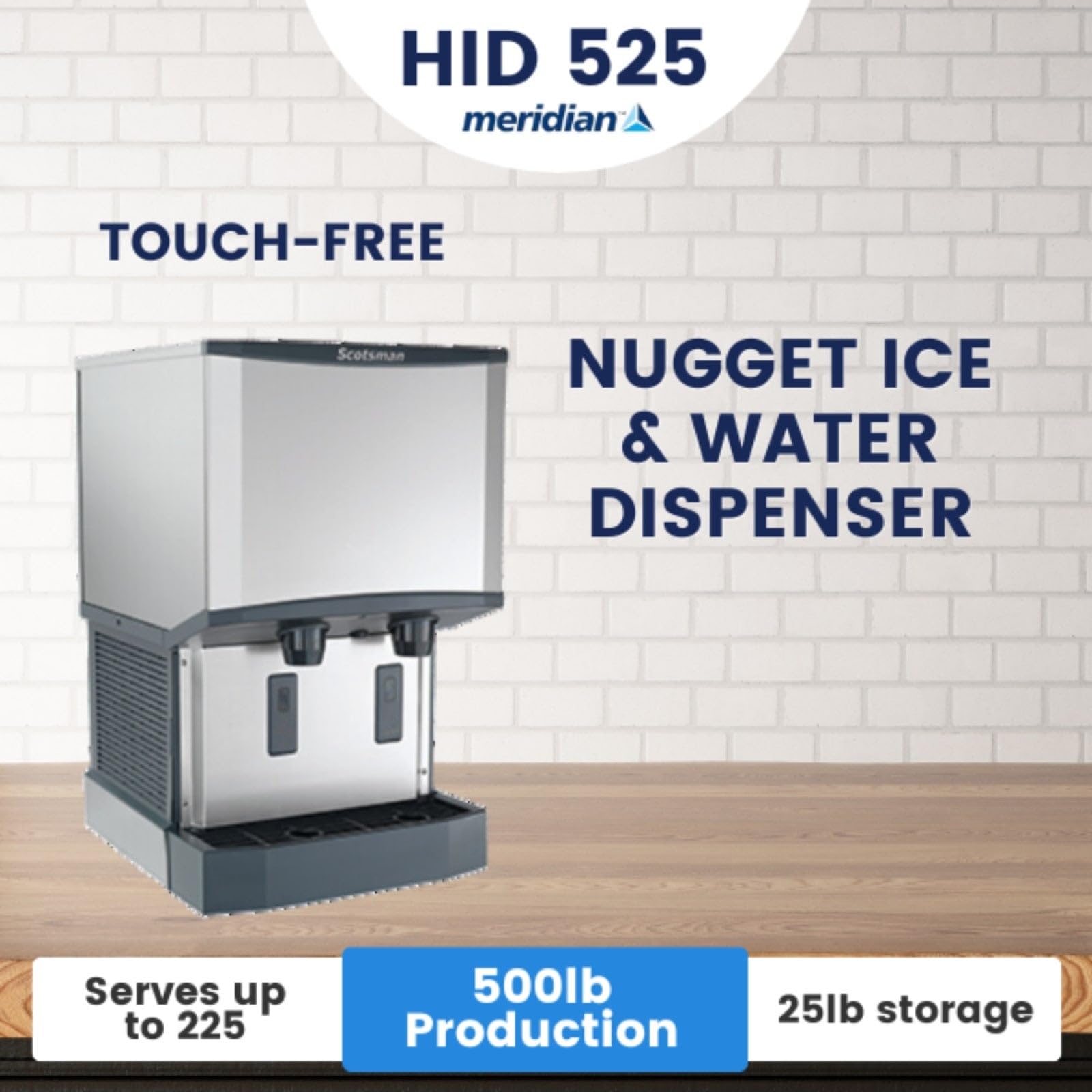 Scotsman Meridian Touchfree Countertop Nugget Ice Maker & Water Dispenser - 500 Lb/Day, 25 Lb Storage Bin on Fridge.com - View 5