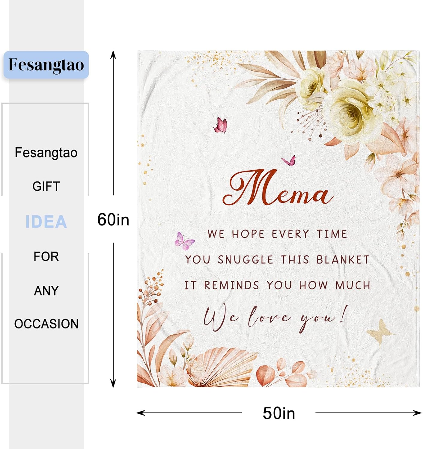 Mema Gifts for Grandma - Gifts for Mema - Mema's Gift from Grandchildren/Grandkids - Best Memas Ever Gift for Retirement Birthday Blanket 60"X50" - Image 7