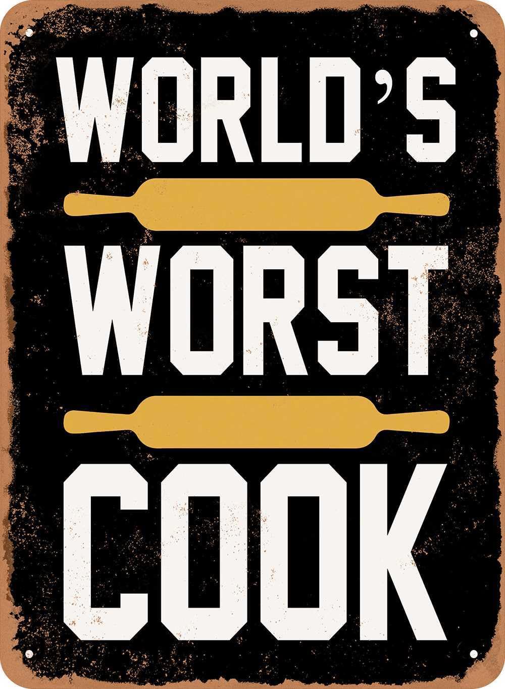 Miaomansenstore Metal Sign - World's Worst Cook - Vintage Look Home Decor
