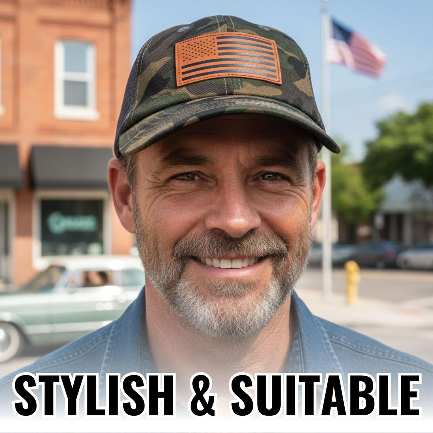 InnoBeta American Flag Hat for Men, Patriotic US Flag Camo Hat Adjustable Embroidered Trucker Hat, Gifts for Men Who Have Everything on Birthday, Christmas - Image 4