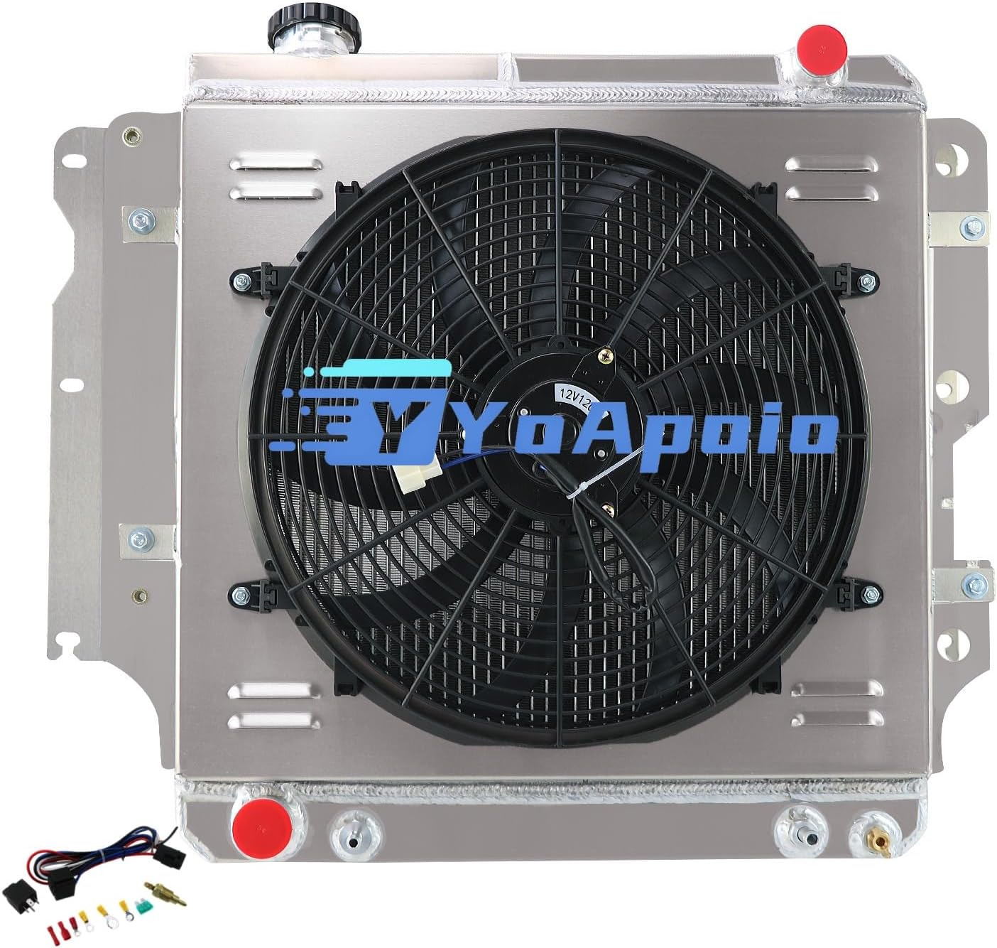 3 Row Aluminum Radiator Shroud Fan For 1987-2006 Jeep Wrangler TJ YJ 4.0L L4 L6 CC2101