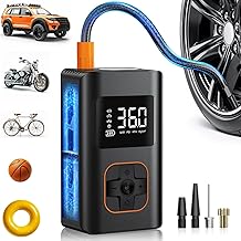 Tire Inflator Portable Air Compressor - 150 PSI Mini Portable Air Pump for Car Tires, Cordless Electric Bike Tire Pump with Digital Pressure Gauge, LED Light for Auto, Car, Motorcycle, Bicycle, Ball
