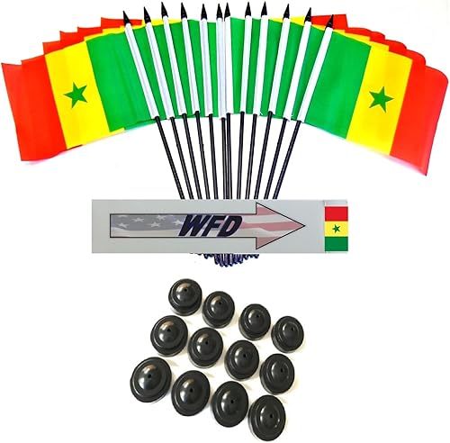 Miniatura 65 de Una docena de banderas y bases de escritorio Nauru, 12 banderas de poliéster en miniatura para oficina y pequeñas con 12 soportes negros Banderas