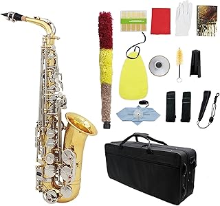 Saxophone Set Brass Eb E-Flat Alto Saxophone Sax Glossy Engraved Natural White Shell Button Wind Instrument With Hardshell Case Saxophones Student