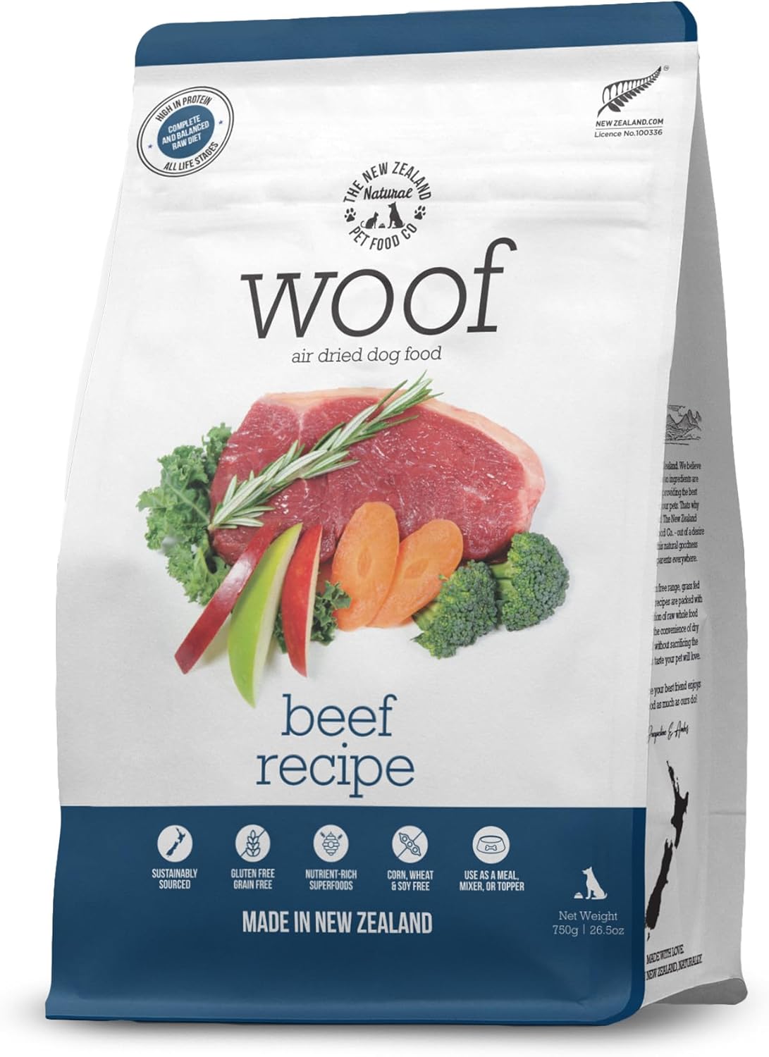 The New Zealand Natural Pet Food Co. WOOF Air Dried Dog Bites - Beef Recipe, Air Dried Dog Food, High Protein Beef Food, Healthy Dog Food, 26.5 oz
