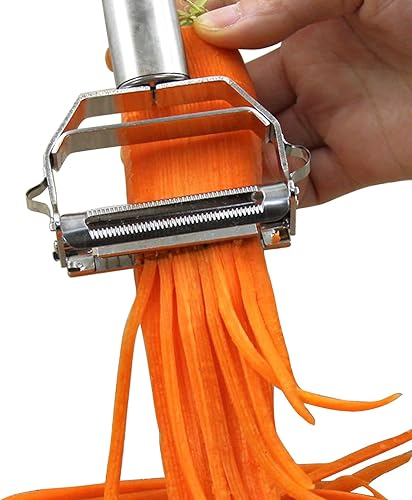 Miniatura 3 de Sunkuka Julienne Peeler Cortador de acero inoxidable con cepillo de limpieza Pro para zanahoria, patata, melón, artilugio, verduras, frutas