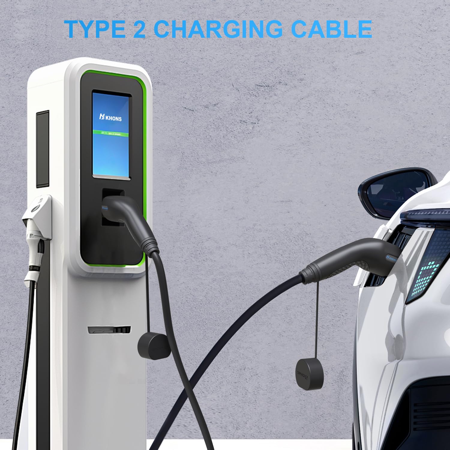 EV Cable de Carga Tipo 2 Cable de Vehículo Eléctrico EV 32A 7.4KW Cable de 5m IP65 Impermeable con Bolsa de Transporte para IEC62196 Híbrido de Carga de Coches Eléctricos（Negro）