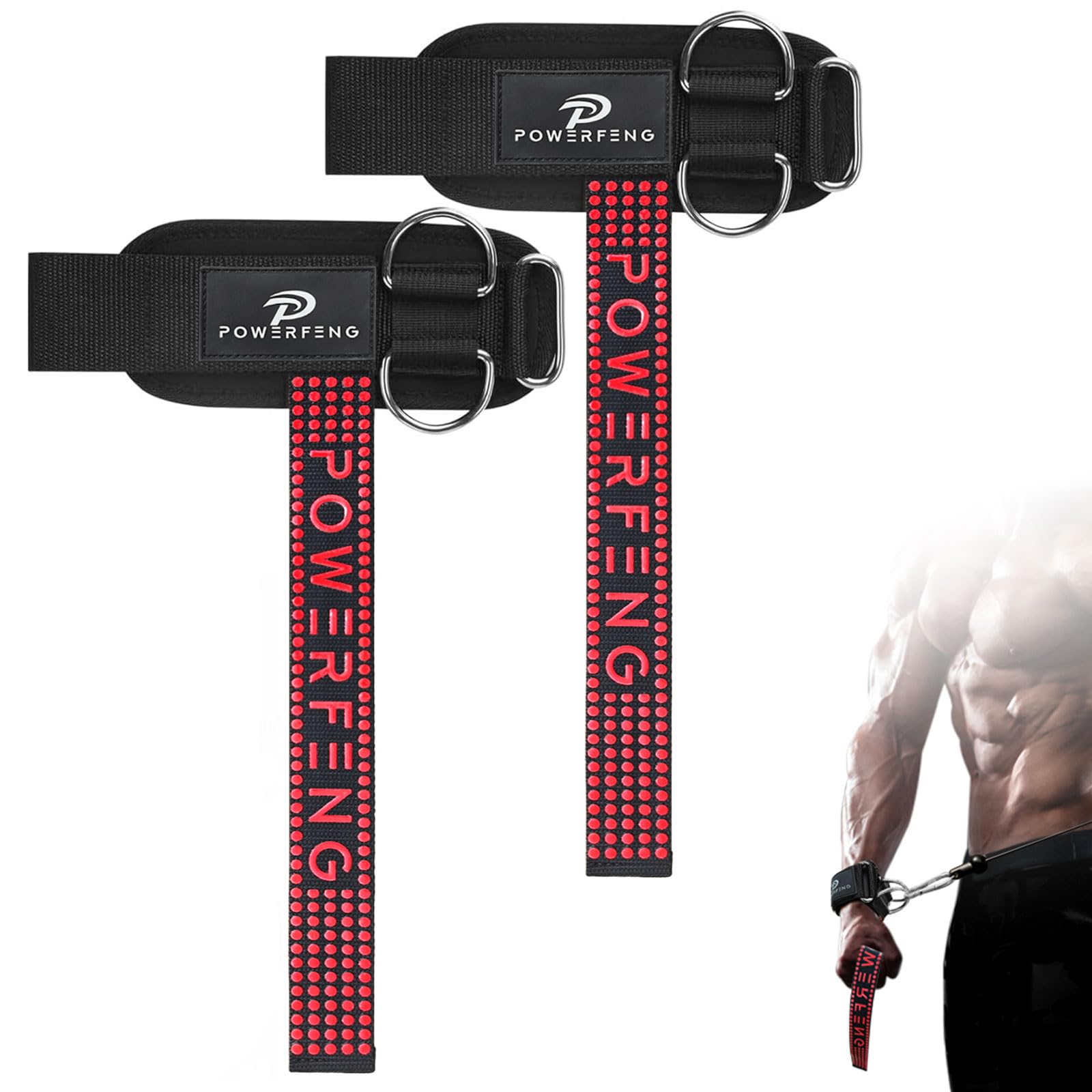 Weight Lifting Straps with D Rings for Gym Cable, Non-Slip Wrist Support, Weightlifting Straps for Bodybuilding, Powerlifting, Strength Training & Deadlifts (2Pcs)-image-22