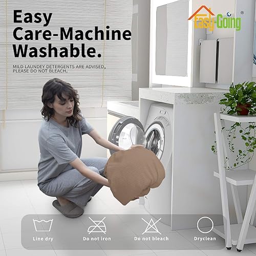 Miniatura 158 de Funda elástica para sofá reclinable de fácil colocación, Tela mezcla de poliéster Algodón, Arena