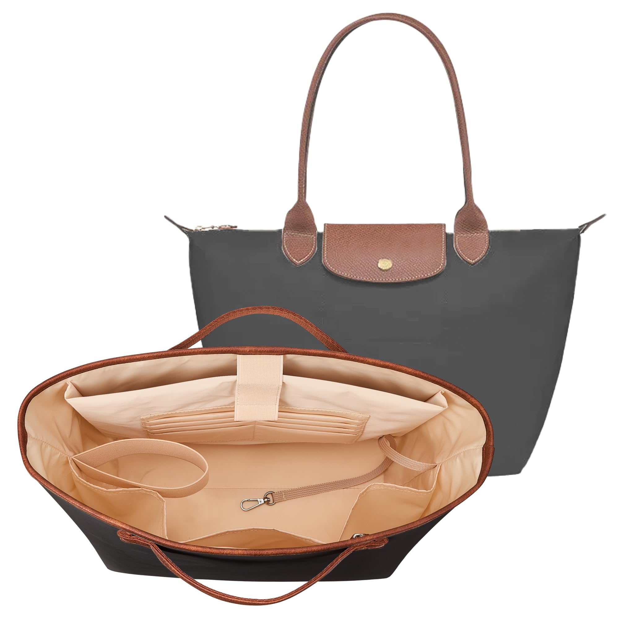 KALIDI Organizer Bag Insert For Longchamp Le Pliage L Xtra, Large Pro Black | Ultra-light Waterproof Upgraded Anti Scratch Fabric Laptop Sleeve Multi Pockets Women For Tote Bag Handbag Purse