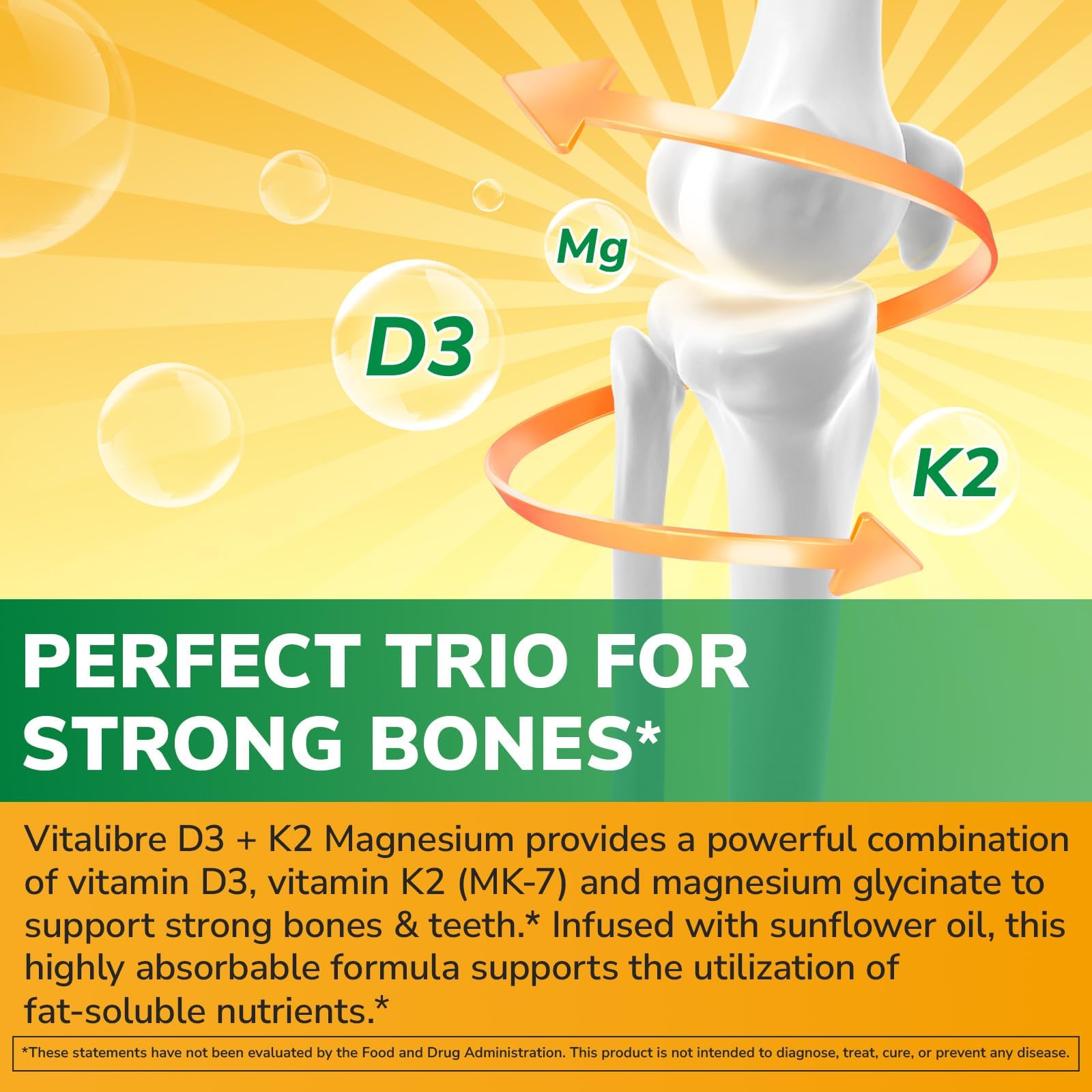 Vitalibre Vitamin D3 K2 10000 IU + Magnesium Glycinate, 60 Mini Softgels — Amazon image 3