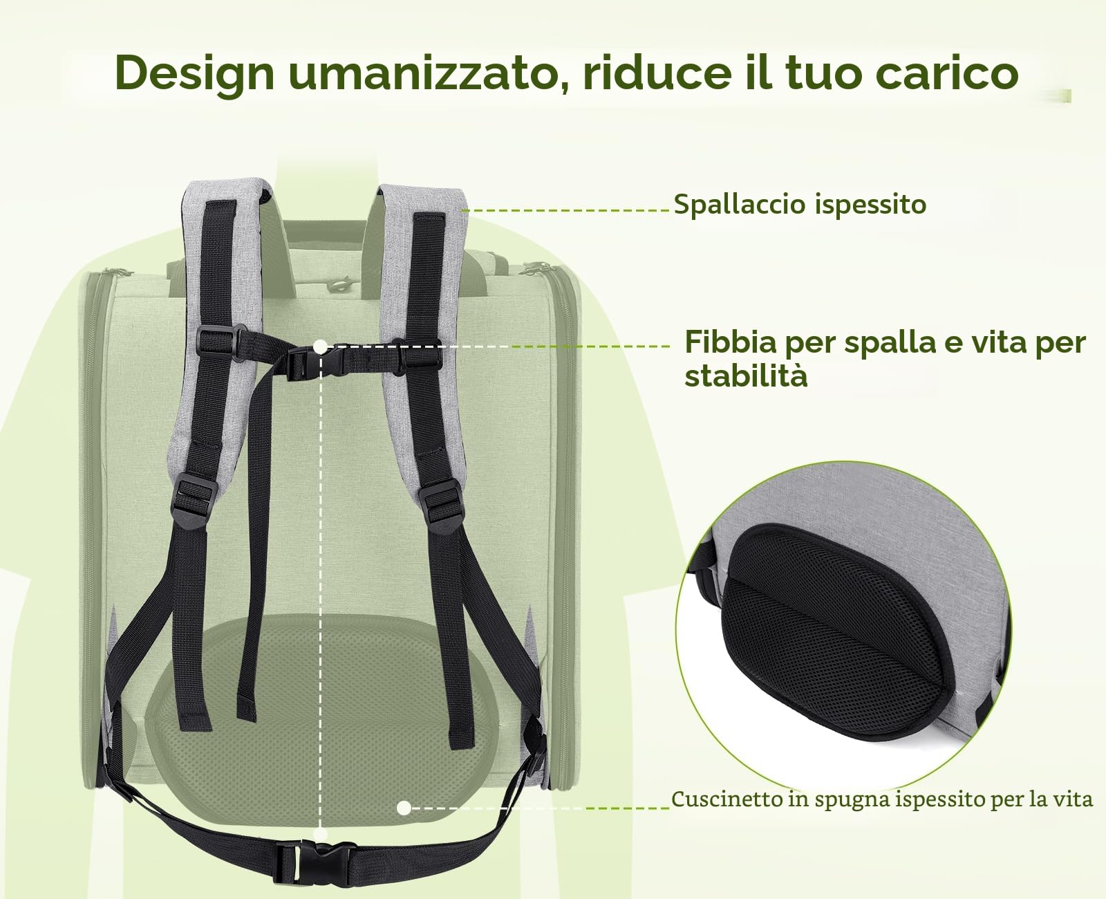 Pecute Zaino per Gatti e Cucciolo, Pieghevole, Design Ventilato, Cinghia di Sicurezza