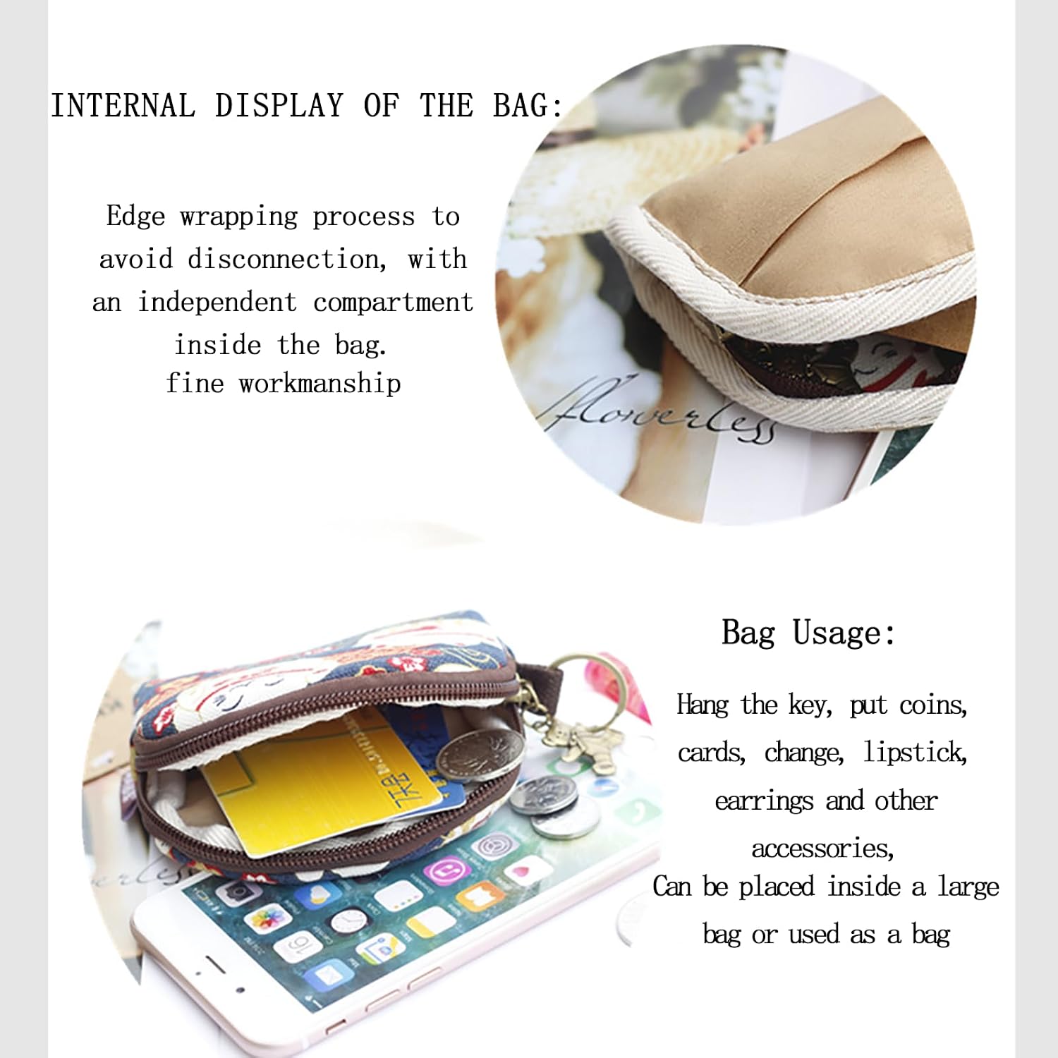 Mini Change Wallet for Women Credit Card Bag Coins Coin Purse Zipper Pouch Change Holder (Dog) image 5