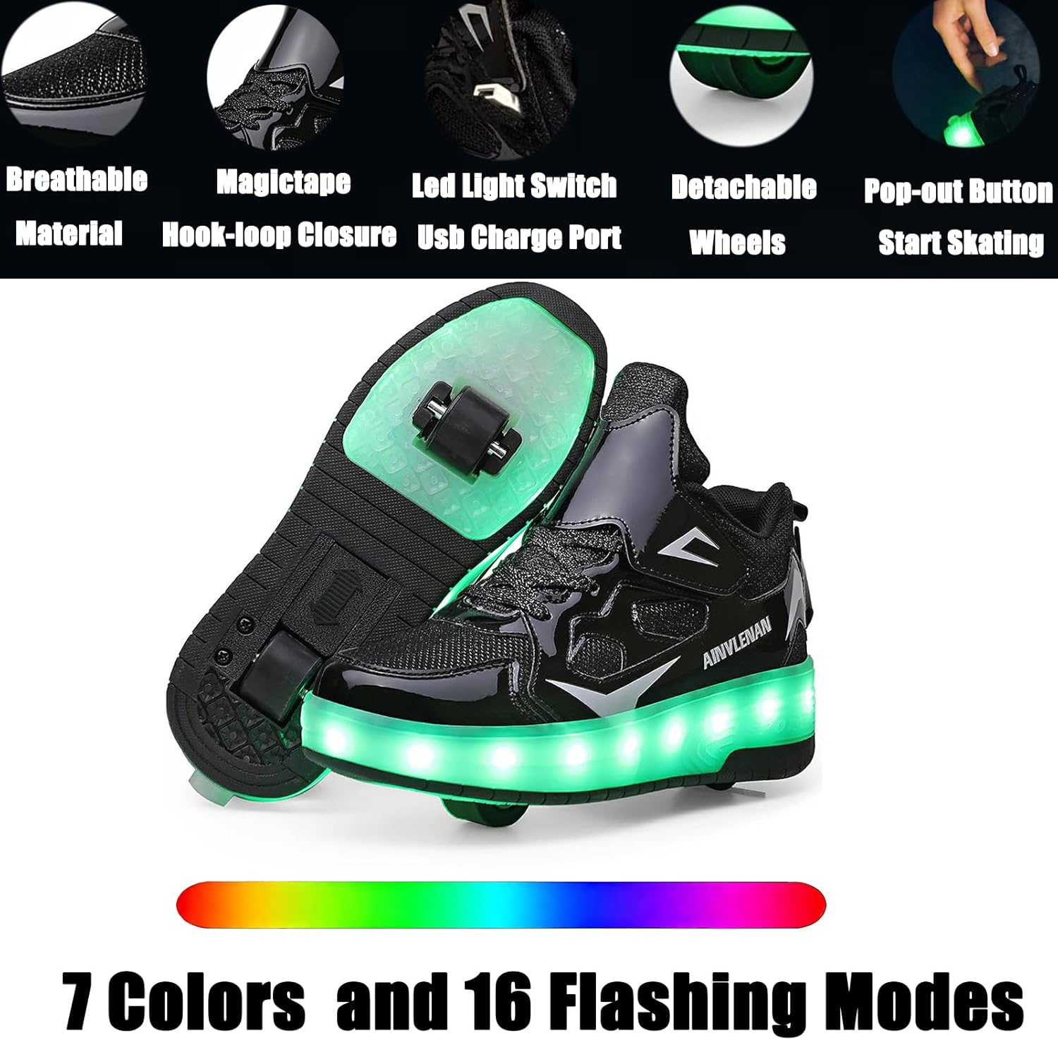 Ylllu Kids LED Roller Skate Shoes with Single Wheel Light up Roller Shoes Gift for Girls Boys Children