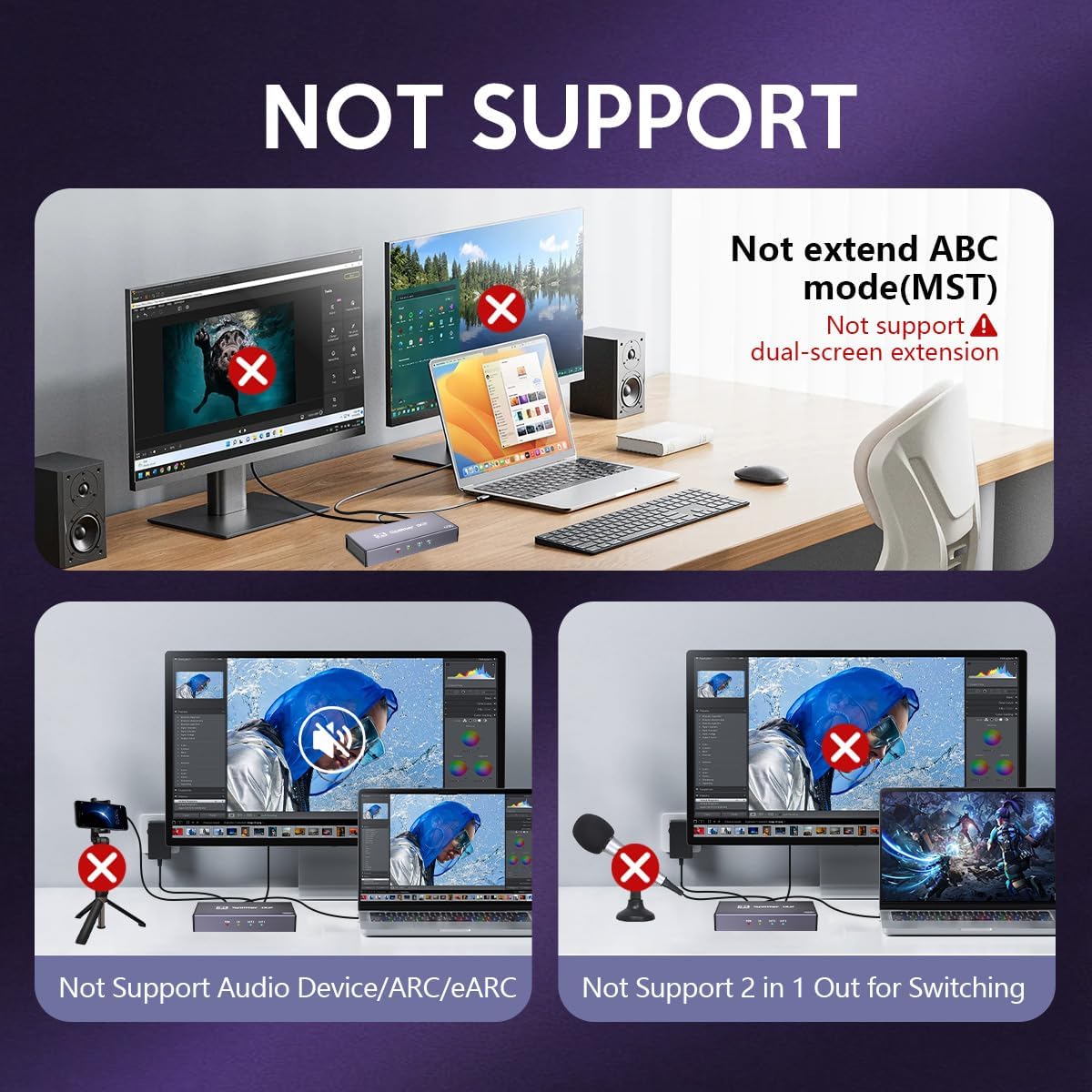 HDMI Splitter 1 in 2 Out, 4K UHD HDMI Splitter for Dual Monitors, with Mirror Mode, Audio Sync, Metal Shell, Compatible with TV, PS5, Xbox, STB, PC, Laptop - Image 4