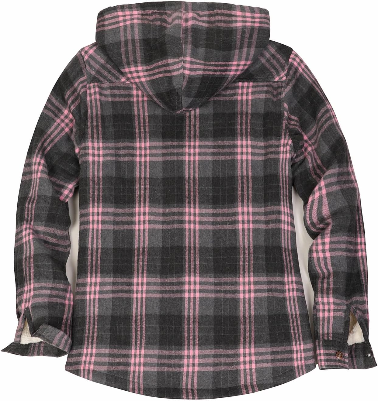 ThCreasa Womens Sherpa Lined Plaid Hooded Flannel Jacket with Hand Pockets Button Down Shirt Jackets - Image 3