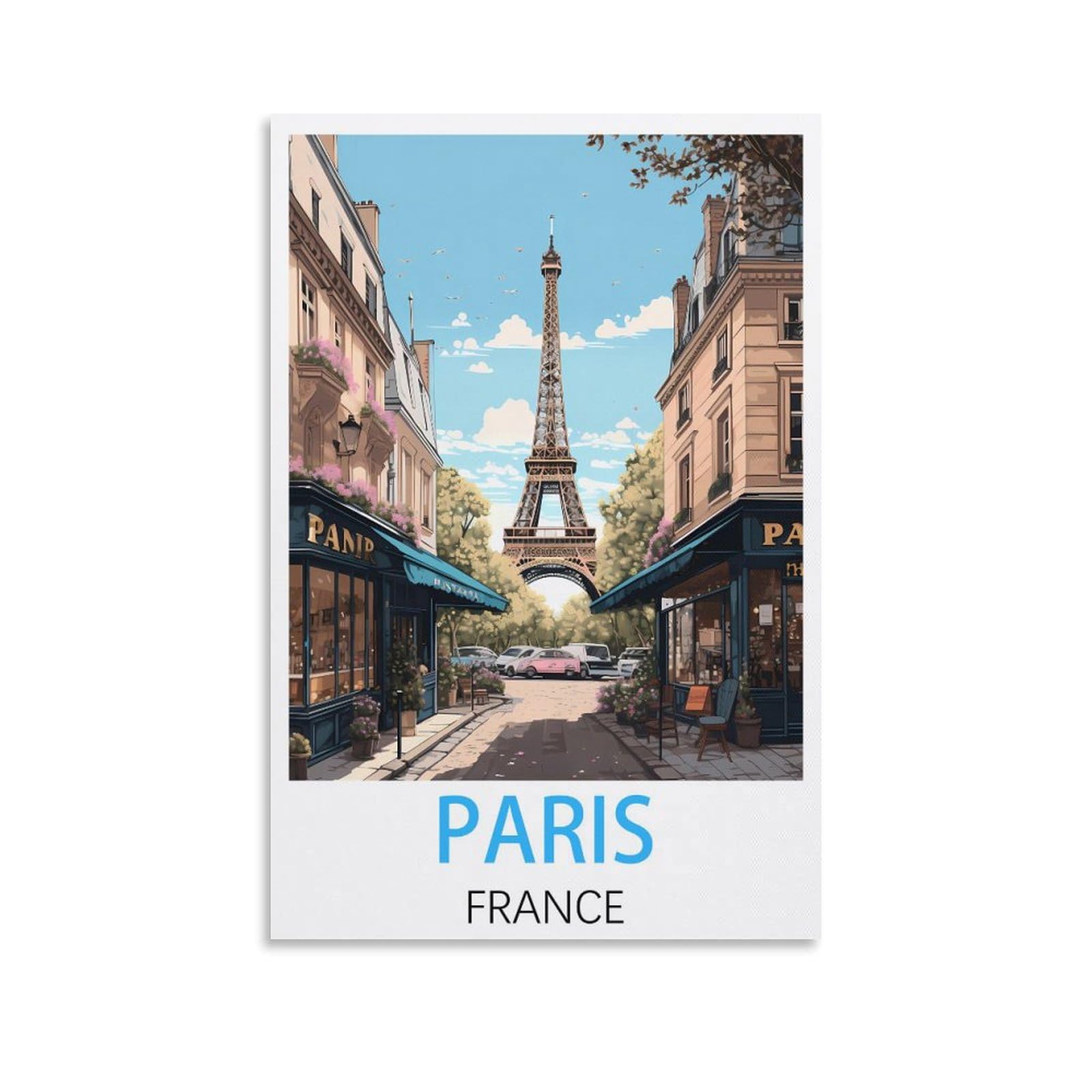 Javon Unframe-Style Paris France Vintage Travel Poster 16X24inch(40X60cm) Canvas Art Poster And Wall Art Picture Print Bedroom Decor