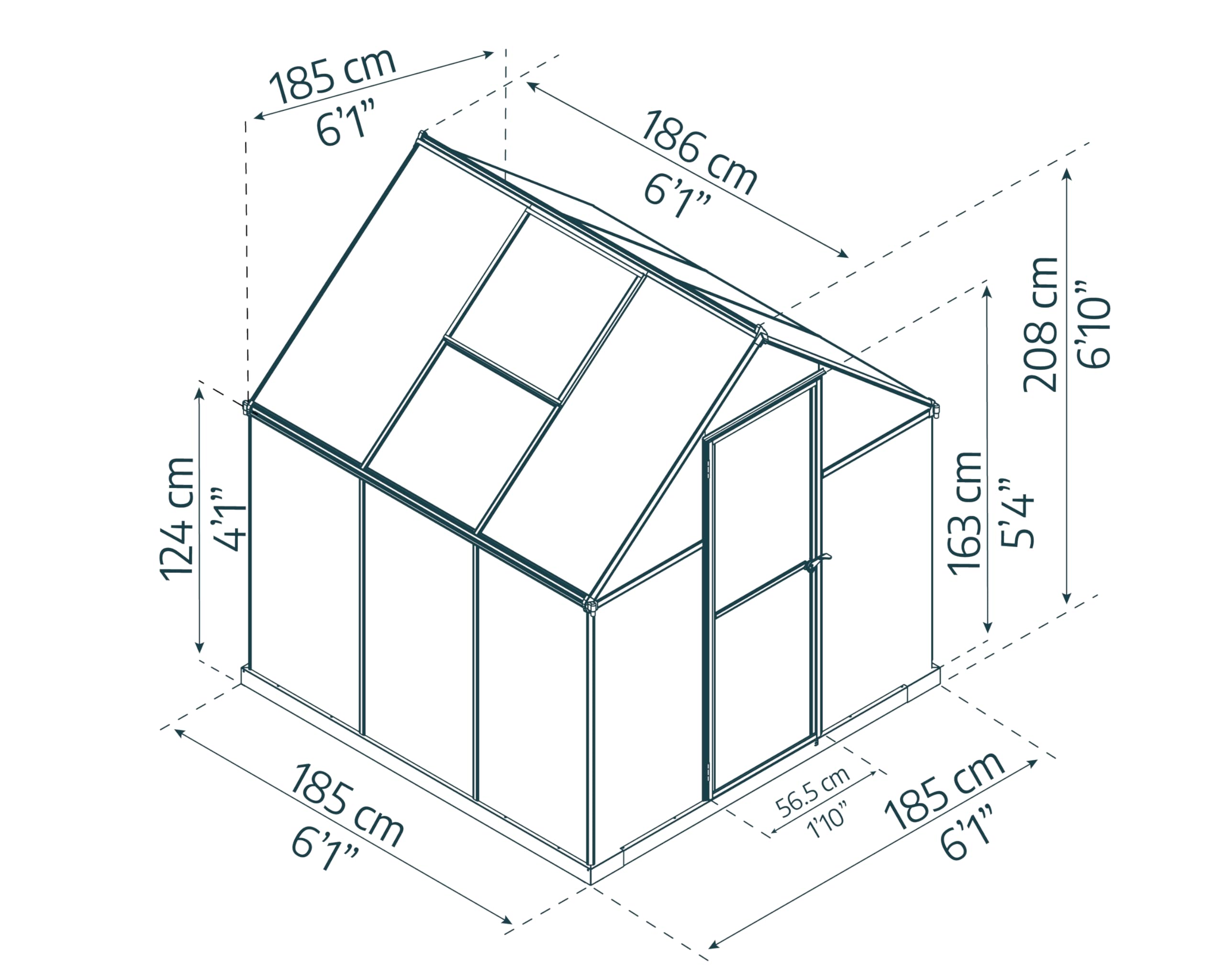 Palram Canopia by Gewächshaus klein Mythos 6x6 Treibhaus 186x185cm Aluminium Silber Tomatenhaus Polycarbonatplatten UV-beständig