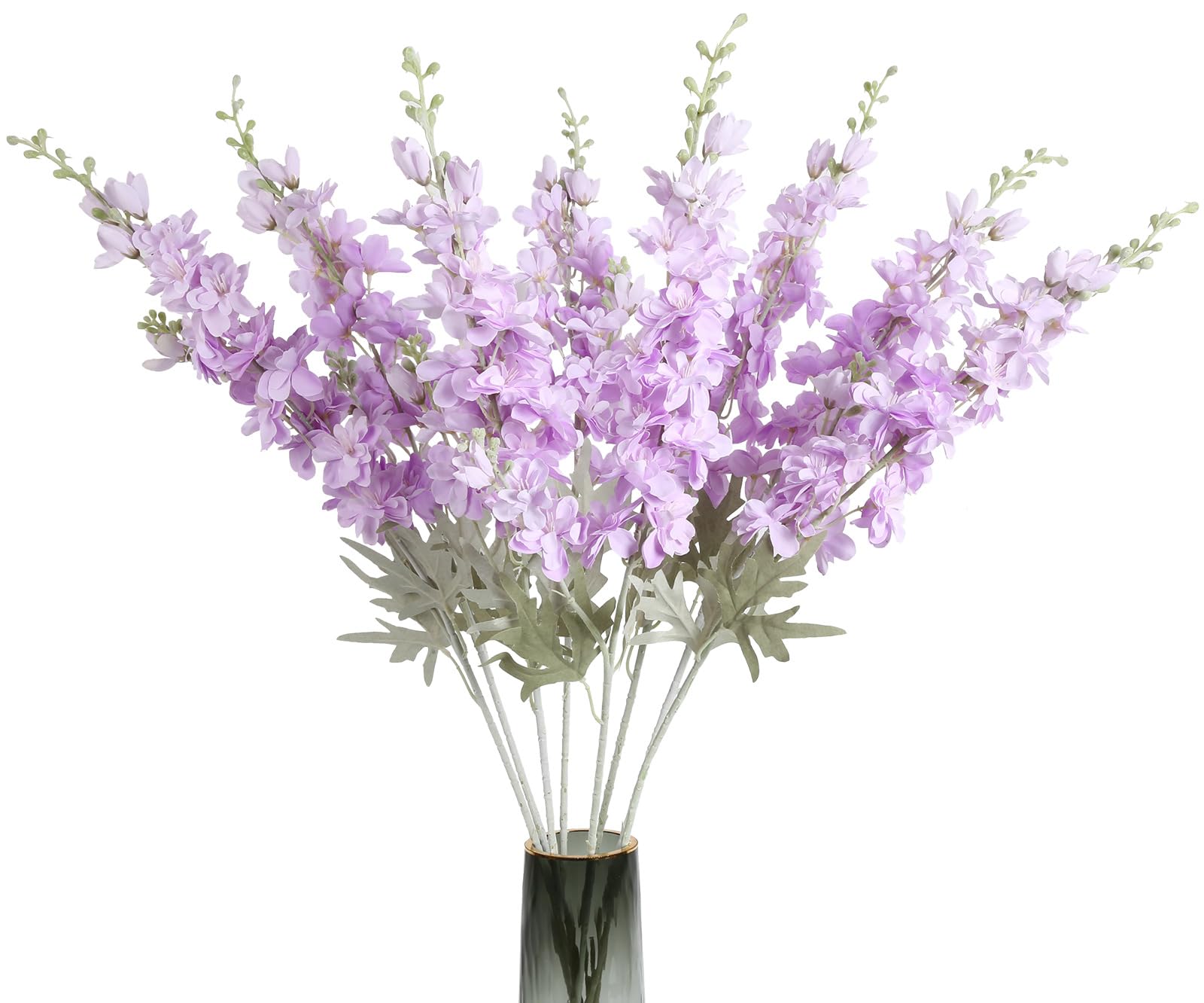 ICBOX 8PCS Purple Delphinium Artificial Flowers 33.5in Long Stem Larkspur Fake Silk Flowers for Tall Vase Faux Flowers for Home Wedding Baby Shower