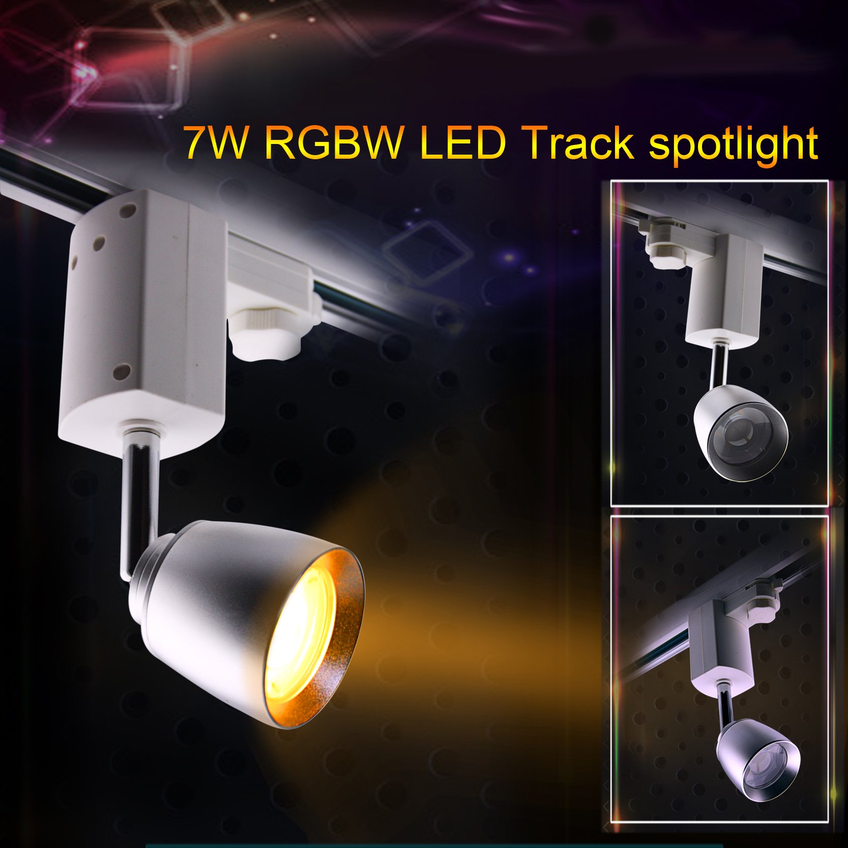 LIGHTEU, 7 W WiFi LED 4-przewodowy reflektor szynowy RGBW z pulpitem zdalnego sterowania FB, WiFi, inteligentne oświetlenie szyn, bezprzewodowy reflektor szynowy, sterowany przez bezpośrednią transmisję HF lub smartfonem z piastami Wi-Fi (sprzedawane oddz