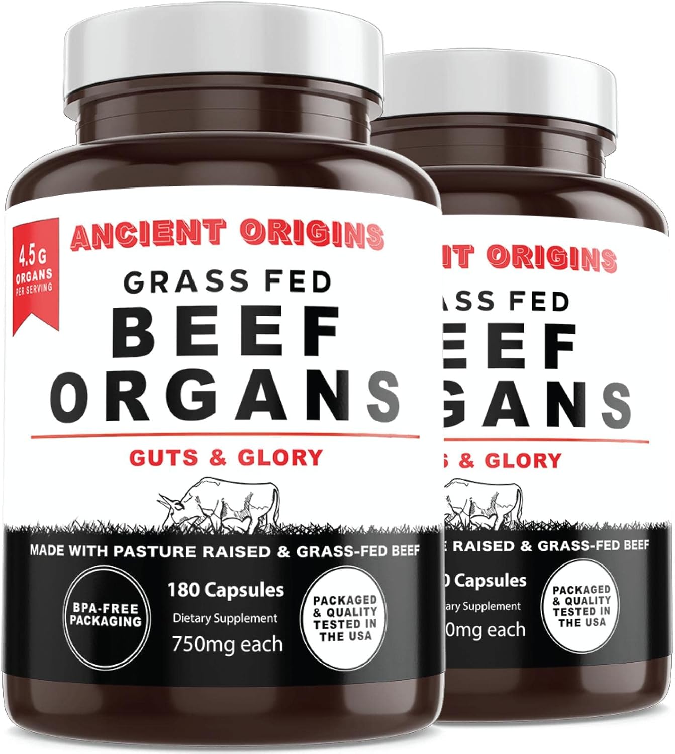 Buy Two Pack Grass Fed Beef Organs Capsules 4500mg Desiccated Liver
