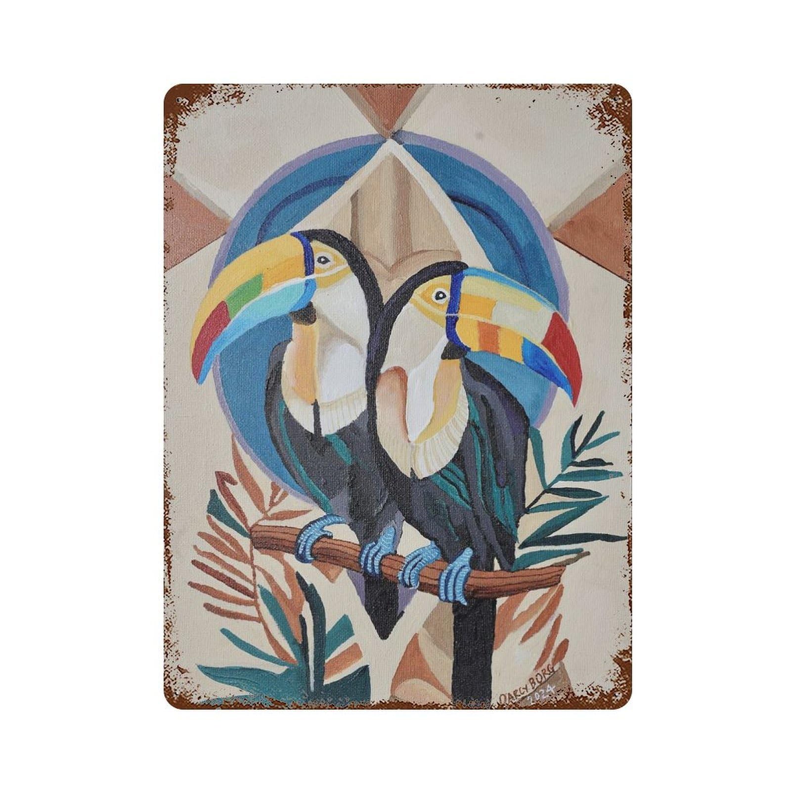 Garage Style Toucans Vintage Rust Metal Sign 15.7"x11.8", Shabby Chic Decor for Bar And Workshop